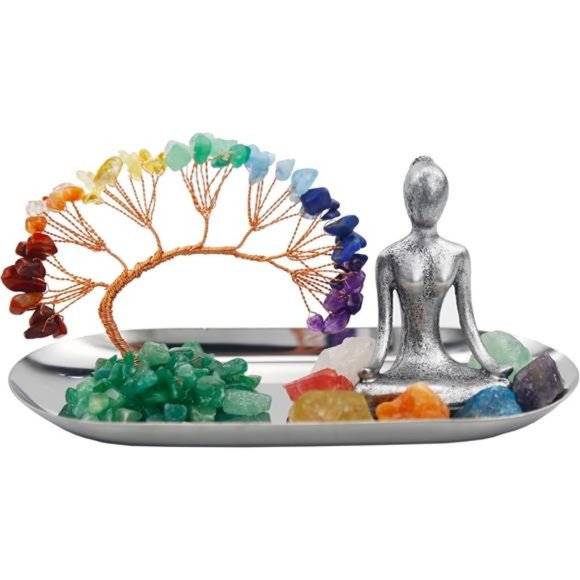 Meditation Accessories,Zen Spiritual Decor, 7 Chakra Crystal Tree Healing Stones - Picture 2 of 7